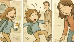 Witz: Eins im Diktat, Bein gebrochen