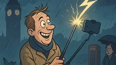 Witz: Selfie-Stick im Gewitter – natürliche Auslese.
